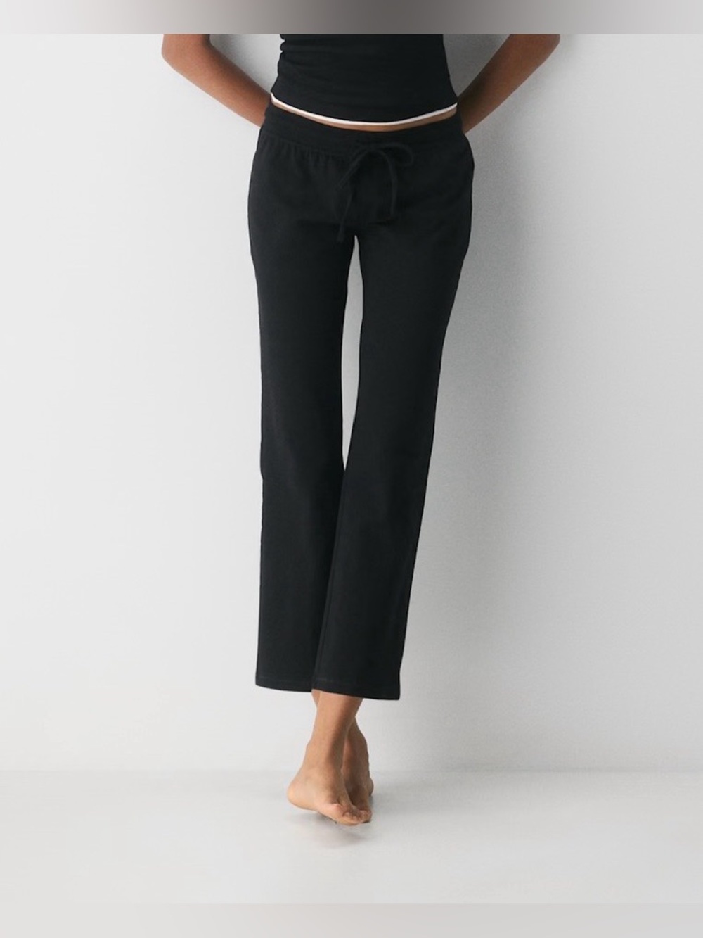 Babaton Women’s XS High Rise Black Lounge Pants Elastic Drawstring Straight Leg